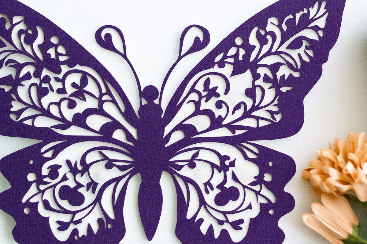 Intra απο ξύλο plywood 3mm-4mm πάχος - Floral Butterfly Paper Cut   Δίασταση 4x4 cm INTRAFABR-111547417