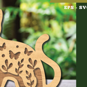 Intra απο ξύλο plywood 3mm-4mm πάχος - Floral Cat Laser Cut Decoration  2 Δίασταση 20x20 cm INTRAFABR-111784009 - Image 1