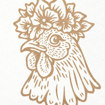 Intra απο ξύλο plywood 3mm-4mm πάχος - Floral κοτόπουλο. Κοτόπουλο σε στέμμα λουλουδιών Δίασταση 30x20 cm INTRAFABR-100386250 - Image 1