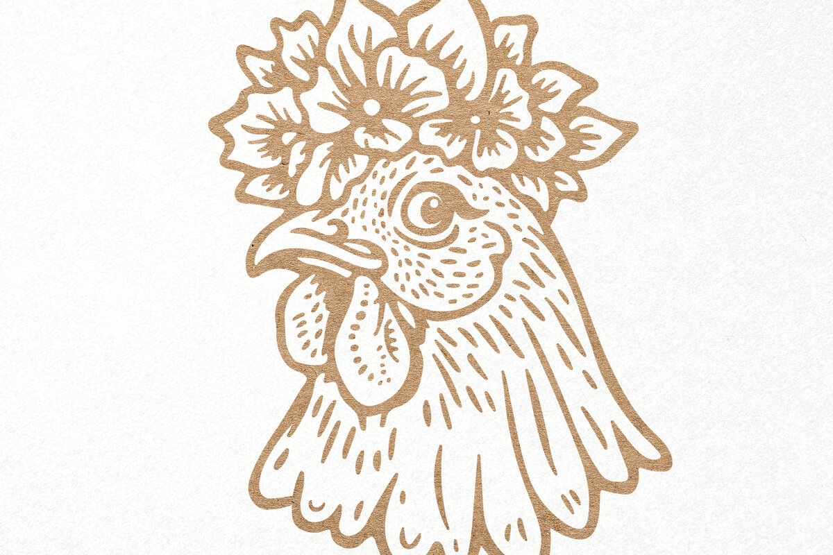 Intra απο ξύλο plywood 3mm-4mm πάχος - Floral κοτόπουλο. Κοτόπουλο σε στέμμα λουλουδιών Δίασταση 30x20 cm INTRAFABR-100386250