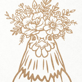 Intra απο ξύλο plywood 3mm-4mm πάχος - Floral κοτόπουλο. Κοτόπουλο σε στέμμα λουλουδιών Δίασταση 30x20 cm INTRAFABR-100386304 - Image 1