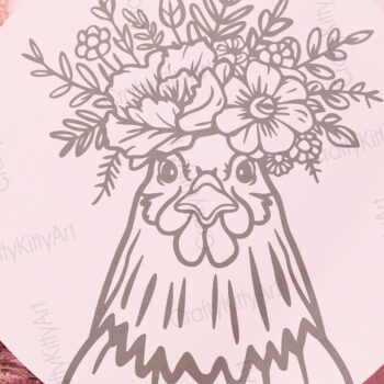 Intra απο ξύλο plywood 3mm-4mm πάχος - Floral κοτόπουλο. Κοτόπουλο σε στέμμα λουλουδιών Δίασταση 30x20 cm INTRAFABR-100386304 - Image 3