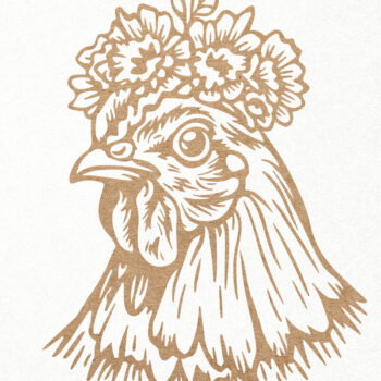 Intra απο ξύλο plywood 3mm-4mm πάχος - Floral κοτόπουλο. Κοτόπουλο σε στέμμα λουλουδιών Δίασταση 30x20 cm INTRAFABR-100386184 - Image 1