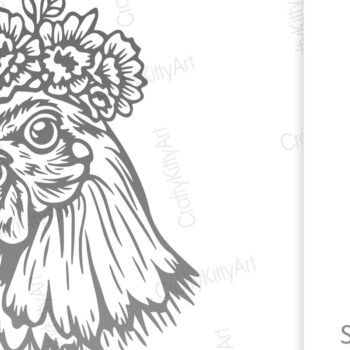 Intra απο ξύλο plywood 3mm-4mm πάχος - Floral κοτόπουλο. Κοτόπουλο σε στέμμα λουλουδιών Δίασταση 30x20 cm INTRAFABR-100386184 - Image 2