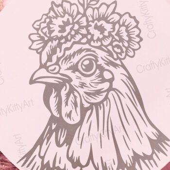 Intra απο ξύλο plywood 3mm-4mm πάχος - Floral κοτόπουλο. Κοτόπουλο σε στέμμα λουλουδιών Δίασταση 30x20 cm INTRAFABR-100386184 - Image 3