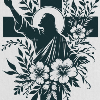 Intra απο ξύλο plywood 3mm-4mm πάχος - Floral Christian Cross Religious  Δίασταση 40x50 cm INTRAFABR-97934976 - Image 1