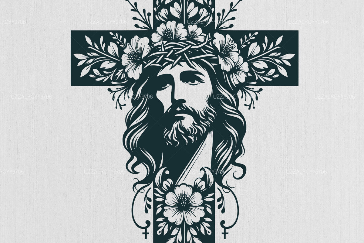 Intra απο ξύλο plywood 3mm-4mm πάχος - Floral Christian Cross Religious  Δίασταση 40x50 cm INTRAFABR-97936543