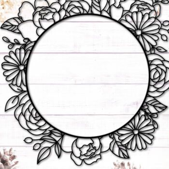 Intra απο ξύλο plywood 3mm-4mm πάχος - Floral Circle Πλαίσιο Δίασταση 20x25 cm INTRAFABR-117721835 - Image 1