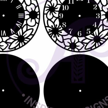 Intra απο ξύλο plywood 3mm-4mm πάχος - Φλοράλ Ρολόι Ρολόι τοίχου  με λέιζερ Δίασταση 30x20 cm INTRAFABR-120381456 - Image 4