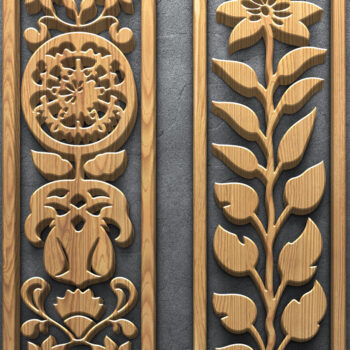 Intra απο ξύλο plywood 3mm-4mm πάχος - Floral CNC κάθετα ξύλινα πάνελ Δίασταση 3200x7200 cm INTRAFABR-124675140 - Image 2