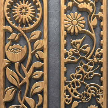 Intra απο ξύλο plywood 3mm-4mm πάχος - Floral CNC κάθετα ξύλινα πάνελ Δίασταση 3200x7200 cm INTRAFABR-124675140 - Image 4