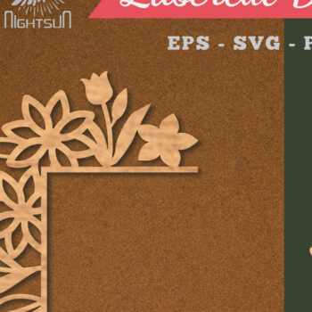 Intra απο ξύλο plywood 3mm-4mm πάχος - Floral γωνιακή διακόσμηση κοπής με λέιζερ 2 Δίασταση 20x20 cm INTRAFABR-113107189 - Image 1