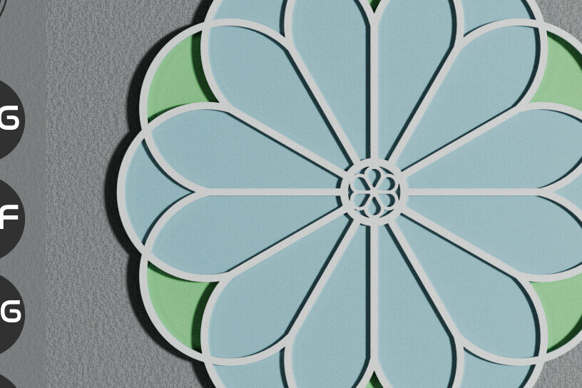 Intra απο ξύλο plywood 3mm-4mm πάχος - Floral Decor Art Κρεμαστό  Laser Cut Δίασταση 14x14 cm INTRAFABR-95776066