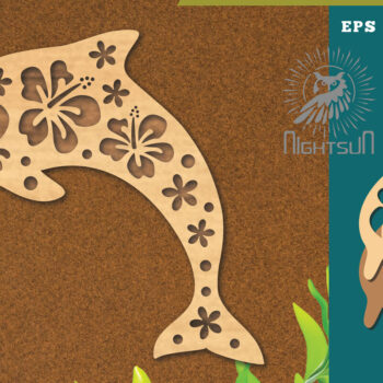 Intra απο ξύλο plywood 3mm-4mm πάχος - Floral Dolphin Cut Laser Decoration 7 Δίασταση 20x20 cm INTRAFABR-114527670 - Image 1