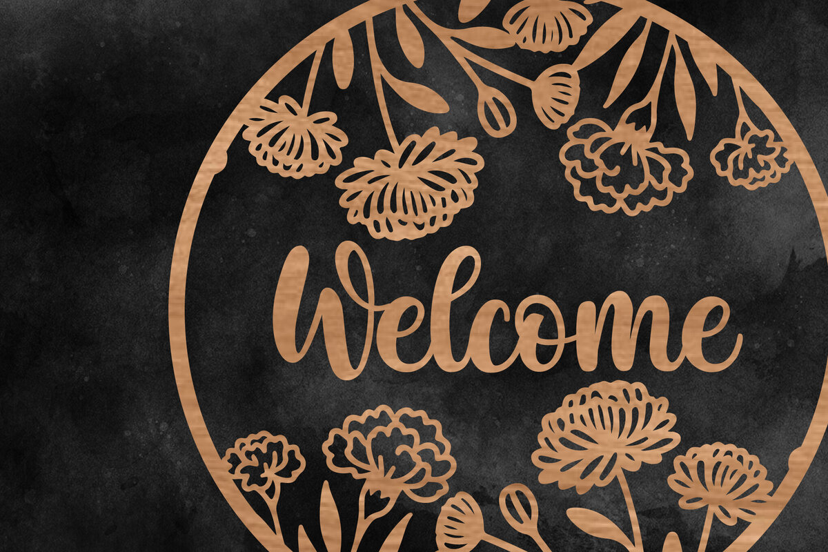 Intra απο ξύλο plywood 3mm-4mm πάχος - Floral κρεμάστρα πόρτας στρογγυλή πινακίδα  Δίασταση 30x20 cm INTRAFABR-117355252