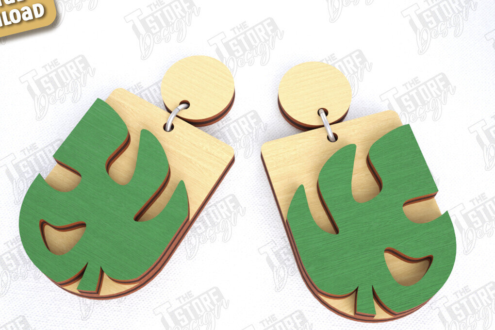 Intra απο ξύλο plywood 3mm-4mm πάχος - Σκουλαρίκια με λουλούδια Laser Cut | Αξεσουάρ Δίασταση 3x3 cm INTRAFABR-120561926