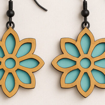 Intra απο ξύλο plywood 3mm-4mm πάχος - Floral Σκουλαρίκια Laser Cut Δίασταση 3x3 cm INTRAFABR-120635839 - Image 1