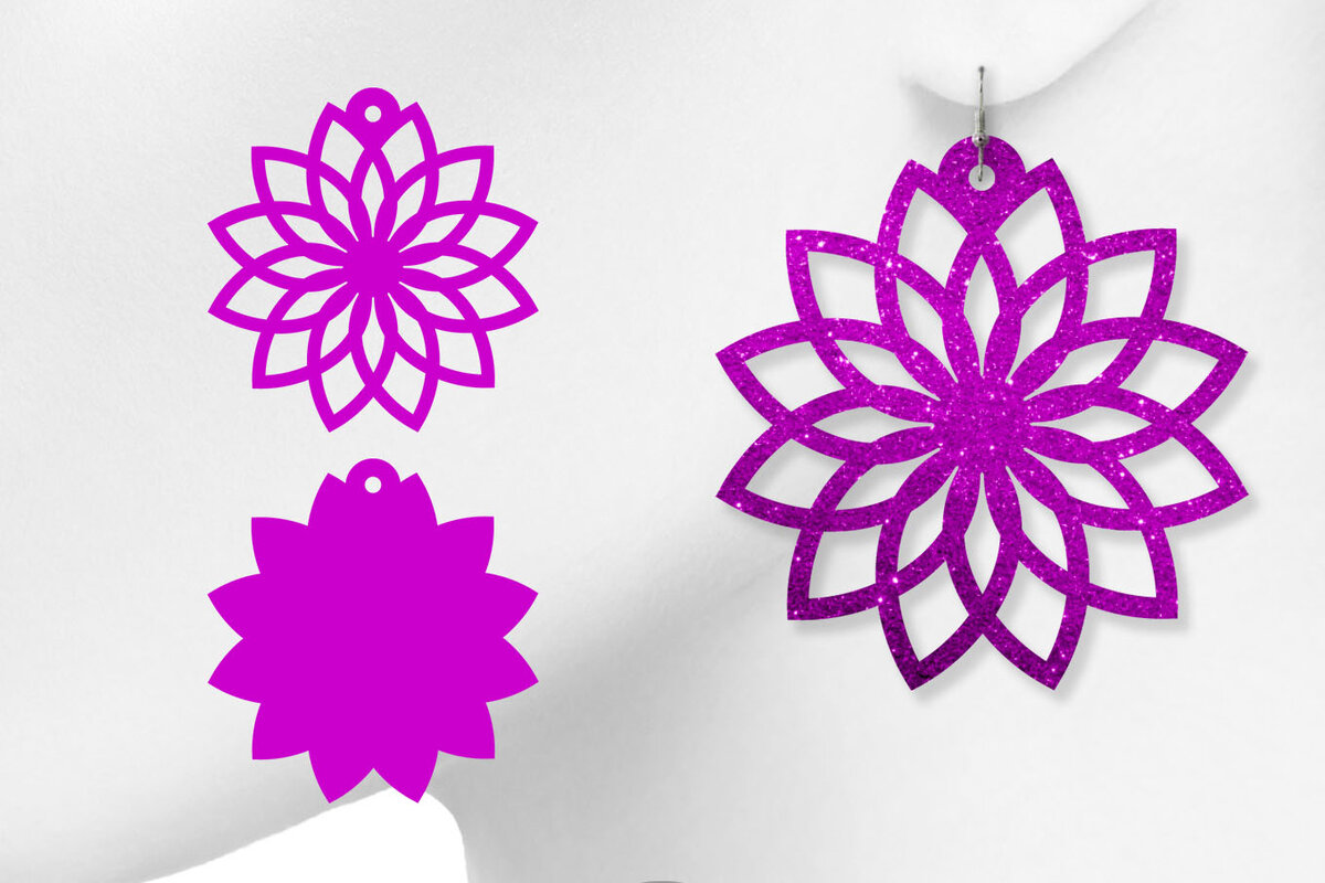 Intra απο ξύλο plywood 3mm-4mm πάχος - Σκουλαρίκια Floral Δίασταση 3x3 cm INTRAFABR-8842782