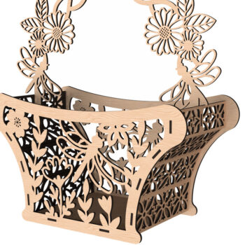 Intra απο ξύλο plywood 3mm-4mm πάχος - Floral Πασχαλινό καλάθι Laser Cut Δίασταση 30x20 cm INTRAFABR-116336031 - Image 1