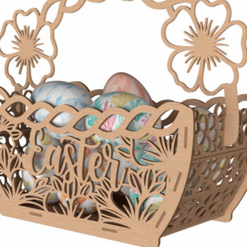 Intra απο ξύλο plywood 3mm-4mm πάχος - Floral Πασχαλινό καλάθι Laser Cut  Δίασταση 30x20 cm INTRAFABR-114667956 - Image 1
