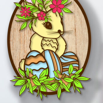 Intra απο ξύλο plywood 3mm-4mm πάχος - Floral Πασχαλινό Λαγουδάκι 3D Πολυστρωματικό Δίασταση 15x15 cm INTRAFABR-25616071 - Image 2