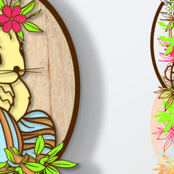 Intra απο ξύλο plywood 3mm-4mm πάχος - Floral Πασχαλινό Λαγουδάκι 3D Πολυστρωματικό Δίασταση 15x15 cm INTRAFABR-25616071 - Image 3