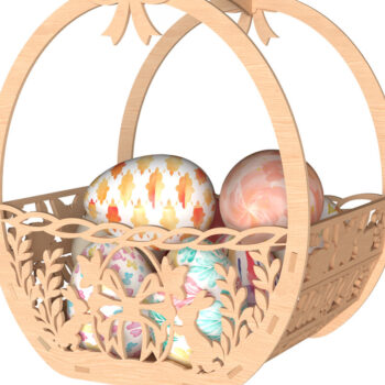 Intra απο ξύλο plywood 3mm-4mm πάχος - Floral Πασχαλινό Μπάνι Καλάθι  Δίασταση 30x20 cm INTRAFABR-116194678 - Image 1