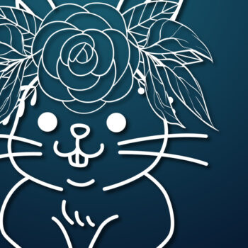 Intra απο ξύλο plywood 3mm-4mm πάχος - Floral Easter Bunny Cut για Cricut Δίασταση 15x15 cm INTRAFABR-26613457 - Image 1