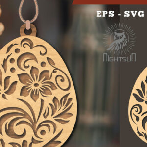 Intra απο ξύλο plywood 3mm-4mm πάχος - Στολίδι με φλοράλ αυγό κοπής με λέιζερ 2 Δίασταση 6x6 cm INTRAFABR-114790285