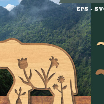 Intra απο ξύλο plywood 3mm-4mm πάχος - Floral Elephant Cut Laser Decoration 3 Δίασταση 20x20 cm INTRAFABR-112909530 - Image 1