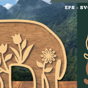 Intra απο ξύλο plywood 3mm-4mm πάχος - Floral Elephant Cut Laser Decoration 4 Δίασταση 20x20 cm INTRAFABR-112909635