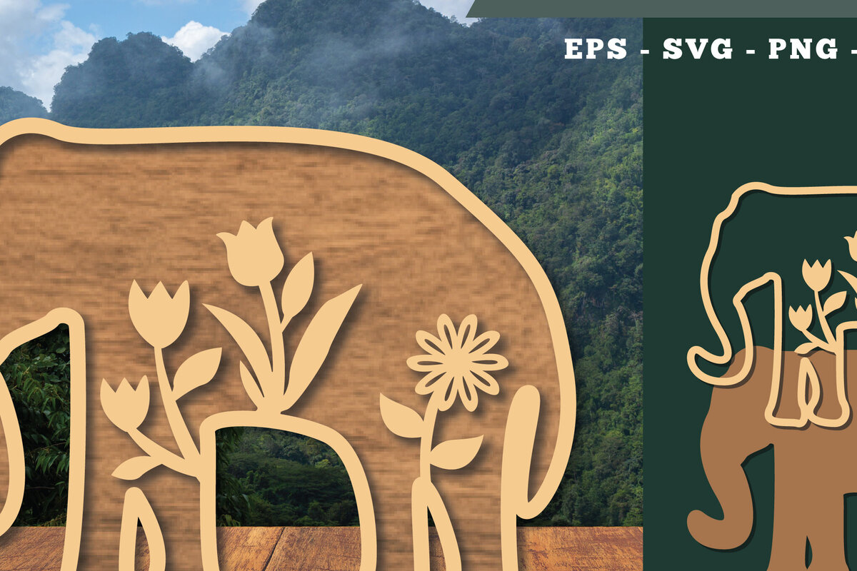 Intra απο ξύλο plywood 3mm-4mm πάχος - Floral Elephant Cut Laser Decoration 4 Δίασταση 20x20 cm INTRAFABR-112909635