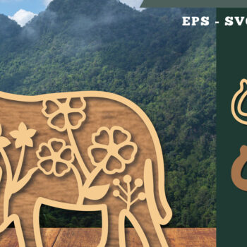 Intra απο ξύλο plywood 3mm-4mm πάχος - Floral Elephant Cut Laser Decoration 5 Δίασταση 20x20 cm INTRAFABR-112909665 - Image 1