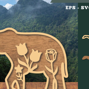 Intra απο ξύλο plywood 3mm-4mm πάχος - Floral Elephant Cut Laser Decoration 6 Δίασταση 20x20 cm INTRAFABR-112909700