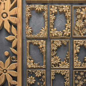 Intra απο ξύλο plywood 3mm-4mm πάχος - Πάνελ κοπής με λέιζερ με φλοράλ πλαίσιο Δίασταση 4500x5400 cm INTRAFABR-124675847