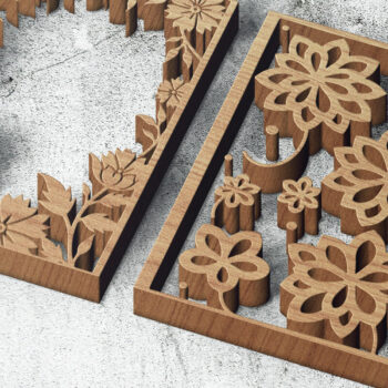 Intra απο ξύλο plywood 3mm-4mm πάχος - Floral Frame Laser Cut Δίασταση 4500x5400 cm INTRAFABR-124693755 - Image 3