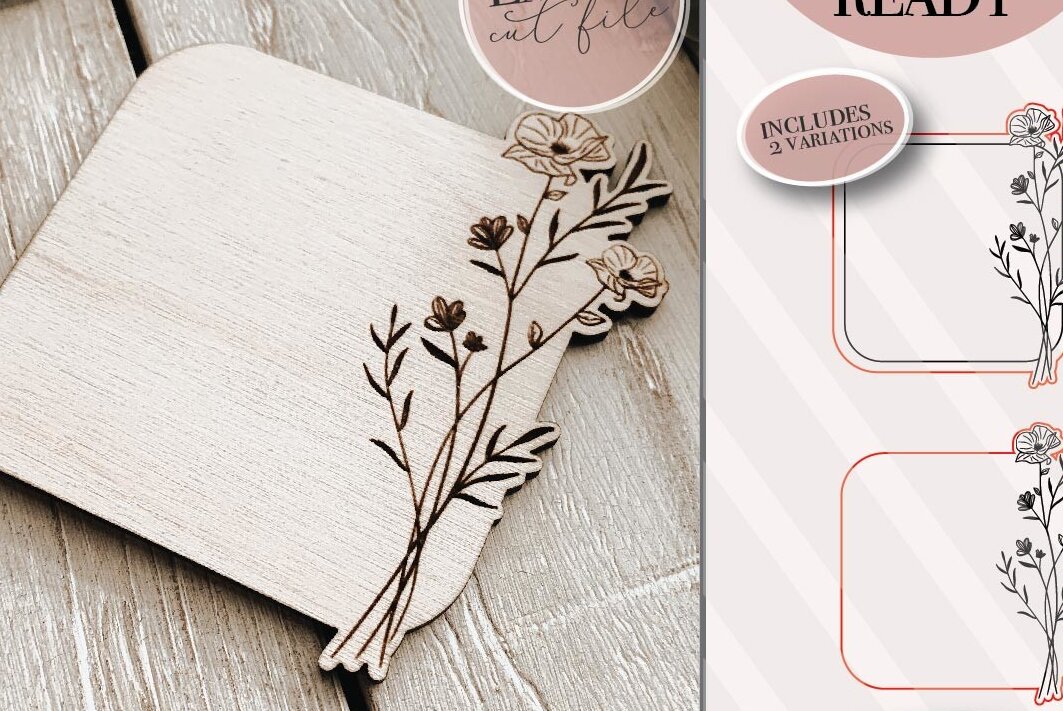 Intra απο ξύλο plywood 3mm-4mm πάχος - Floral Πλαίσιο  Δίασταση 20x25 cm INTRAFABR-70929350