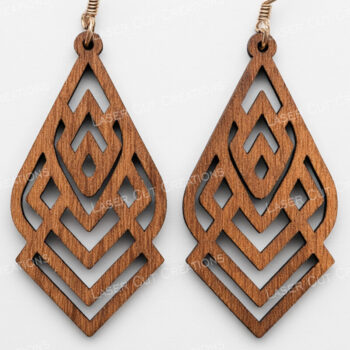 Intra απο ξύλο plywood 3mm-4mm πάχος - Σκουλαρίκι με λουλούδια & γεωμετρικά Δίασταση 3x3 cm INTRAFABR-124957906 - Image 2