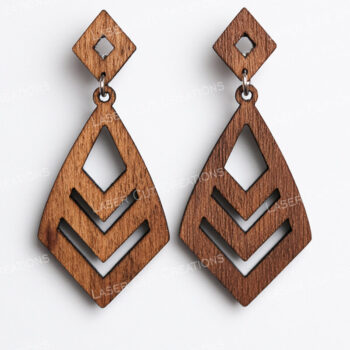 Intra απο ξύλο plywood 3mm-4mm πάχος - Σκουλαρίκι με λουλούδια & γεωμετρικά Δίασταση 3x3 cm INTRAFABR-124957906 - Image 5