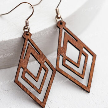 Intra απο ξύλο plywood 3mm-4mm πάχος - Σκουλαρίκι με λουλούδια & γεωμετρικά Δίασταση 3x3 cm INTRAFABR-124957906 - Image 6