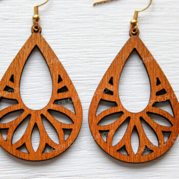 Intra απο ξύλο plywood 3mm-4mm πάχος - Σκουλαρίκι με λουλούδια & γεωμετρικά Δίασταση 3x3 cm INTRAFABR-124957906 - Image 10