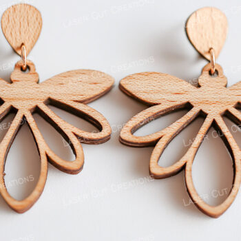 Intra απο ξύλο plywood 3mm-4mm πάχος - Σκουλαρίκι με λουλούδια & γεωμετρικά Δίασταση 3x3 cm INTRAFABR-124957906 - Image 12