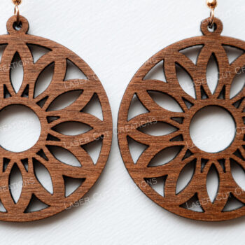 Intra απο ξύλο plywood 3mm-4mm πάχος - Σκουλαρίκι με λουλούδια & γεωμετρικά Δίασταση 3x3 cm INTRAFABR-124957906 - Image 15