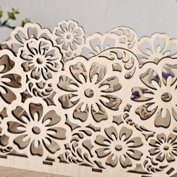 Intra απο ξύλο plywood 3mm-4mm πάχος - Καλάθι δώρων με λουλούδια , Καλάθι κοπής με λέιζερ Δίασταση 15x15 cm INTRAFABR-117012527 - Image 2