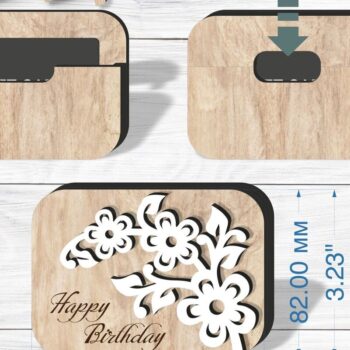 Intra απο ξύλο plywood 3mm-4mm πάχος - Πακέτο θήκης δώρου φλοράλ  Laser Δίασταση 30x20 cm INTRAFABR-93129044 - Image 4