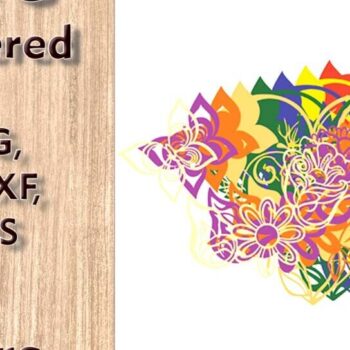 Intra απο ξύλο plywood 3mm-4mm πάχος - Αρχεία κομμένων πολλαπλών επιπέδων Floral Heart 3D  Δίασταση 85x8 cm INTRAFABR-115858398 - Image 3