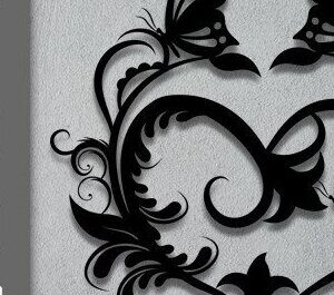 Intra απο ξύλο plywood 3mm-4mm πάχος - Floral Heart Butterfly Cut Laser Δίασταση 20x20 cm INTRAFABR-35024956