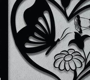 Intra απο ξύλο plywood 3mm-4mm πάχος - Floral Heart Butterfly Cut Laser Δίασταση 20x20 cm INTRAFABR-35024981