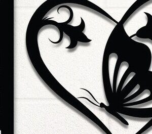 Intra απο ξύλο plywood 3mm-4mm πάχος - Floral Heart Butterfly Cut Laser Δίασταση 20x20 cm INTRAFABR-35025068