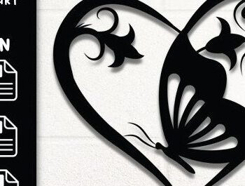 Intra απο ξύλο plywood 3mm-4mm πάχος - Floral Heart Butterfly Cut Laser Δίασταση 20x20 cm INTRAFABR-35025068 - Image 1